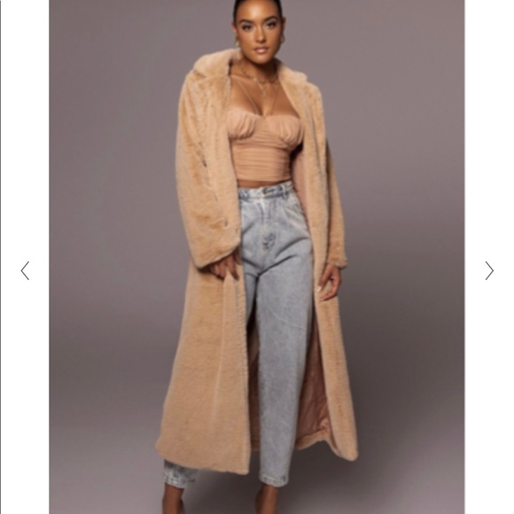 JLUXLABEL faux fur beige coat - Picture 2 of 9